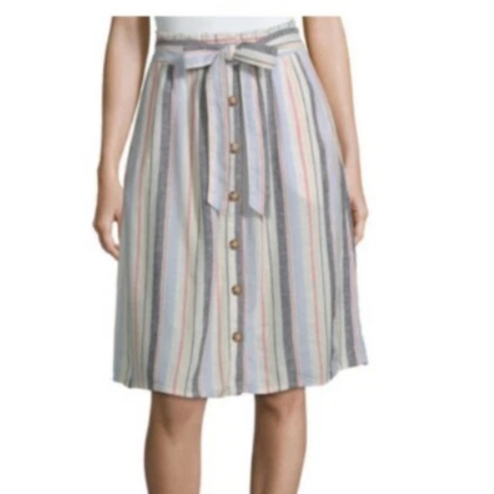 a.n.a Blue and Gray A-Line Knee-Length Skirt